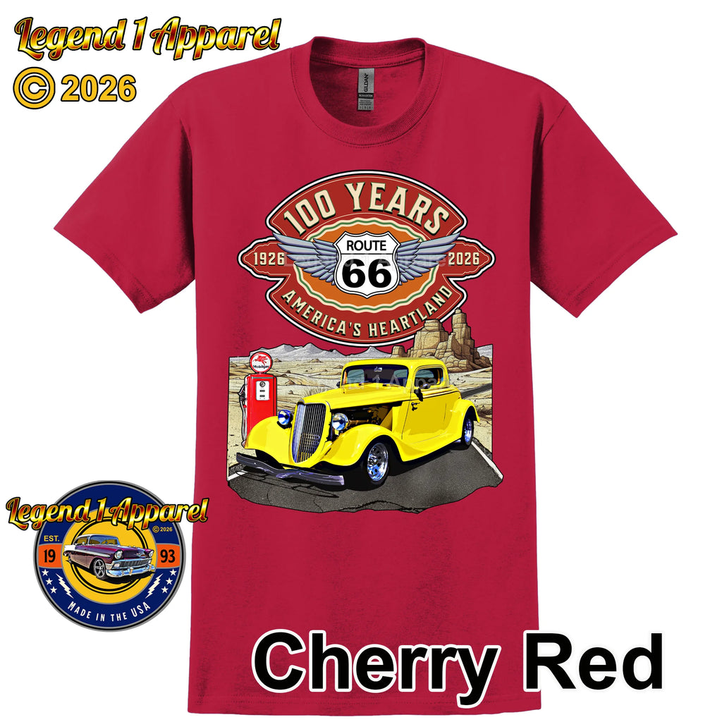 1934 Ford Coupe Classic Car Graphic Tee – Route 66 100 Years T-Shirt