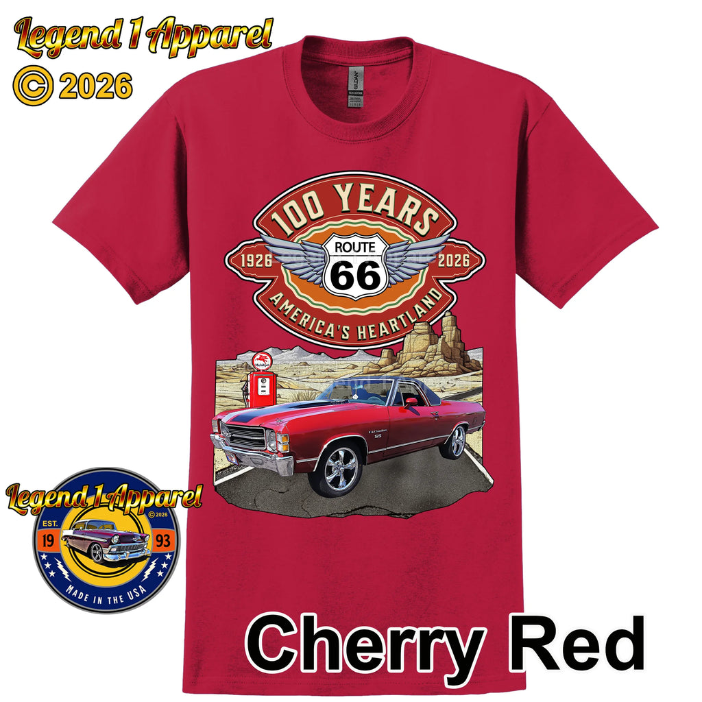 1971 Chevrolet El Camino Classic Truck Graphic Tee – Route 66 100 Years T-Shirt (Copy)