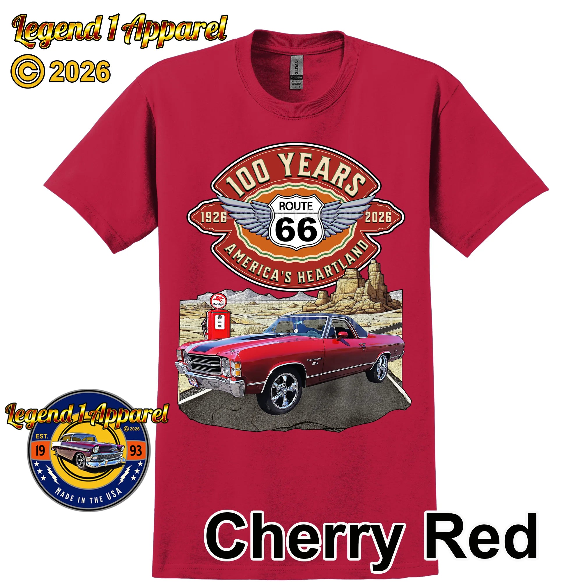 1971 Chevrolet El Camino Classic Truck Graphic Tee – Route 66 100 Years T-Shirt (Copy)