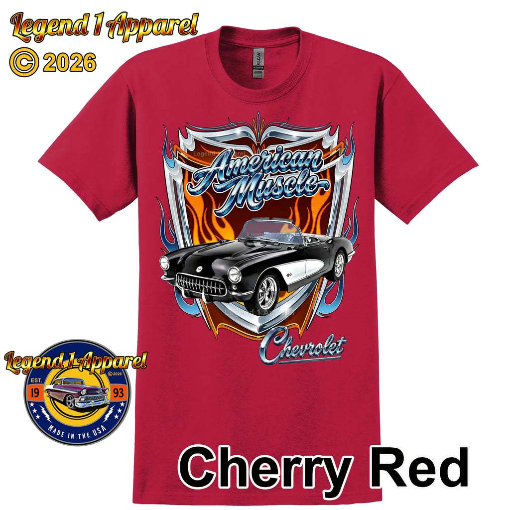 1957 Chevrolet Corvette C1 American Muscle T-Shirt – 57 Chevy Classic Car Graphic Tee