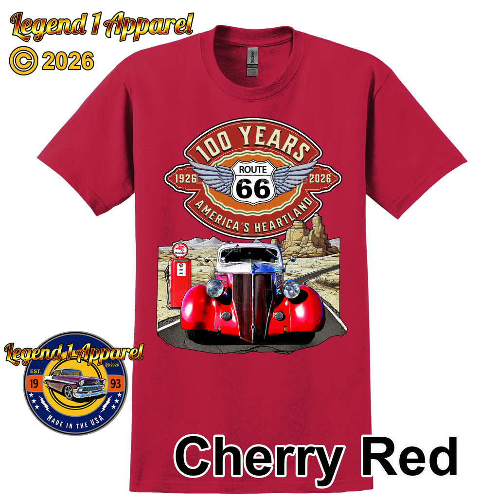 1936 Ford Coupe Classic Car Graphic Tee – Route 66 100 Years T-Shirt