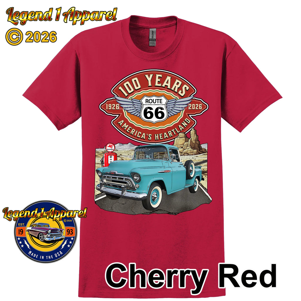 1957 Chevrolet Pick up Classic Truck Graphic Tee – Route 66 100 Years T-Shirt