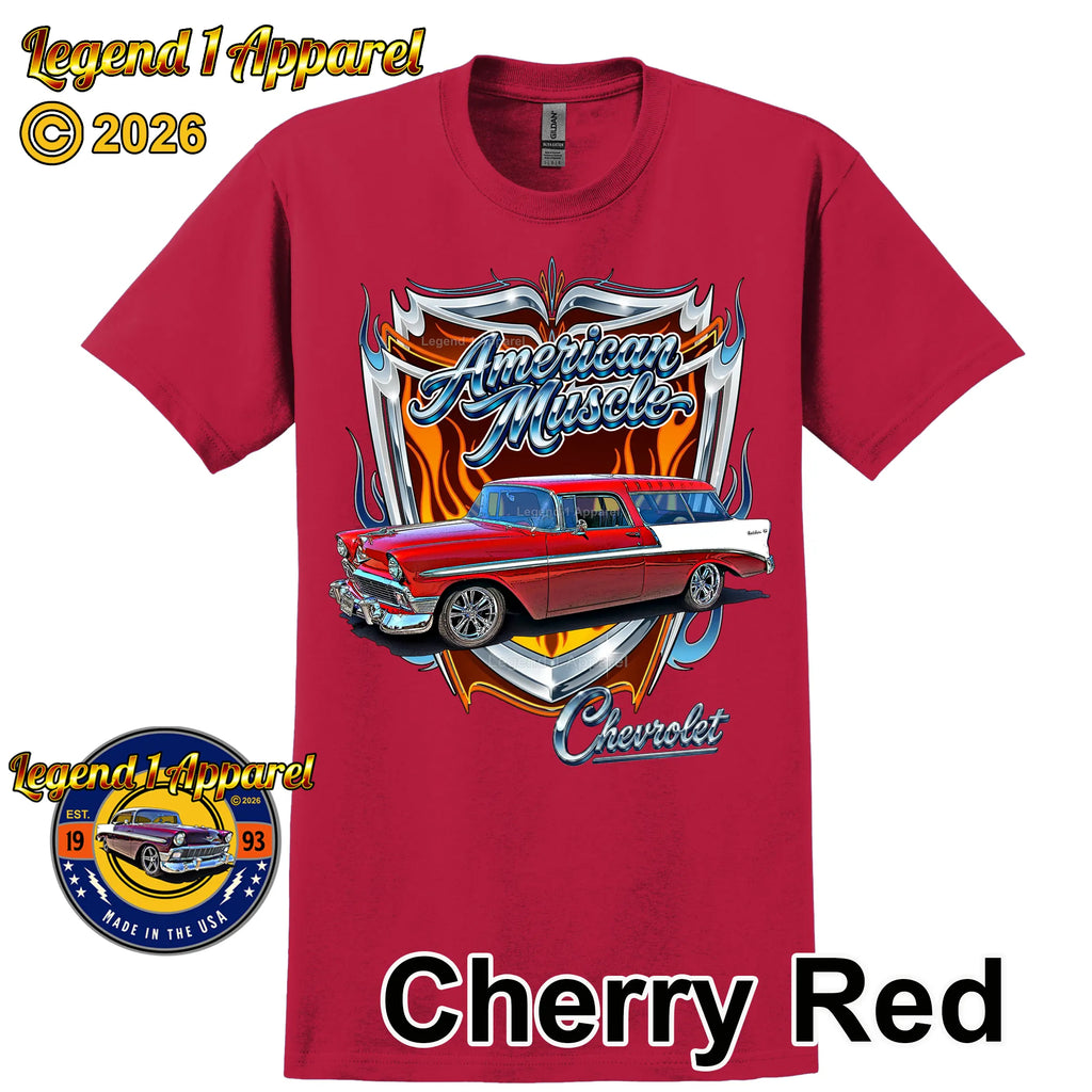 1956 Chevy Bel Air Nomad American Muscle T-Shirt –56 Chevrolet Nomad Classic Car Graphic Tee