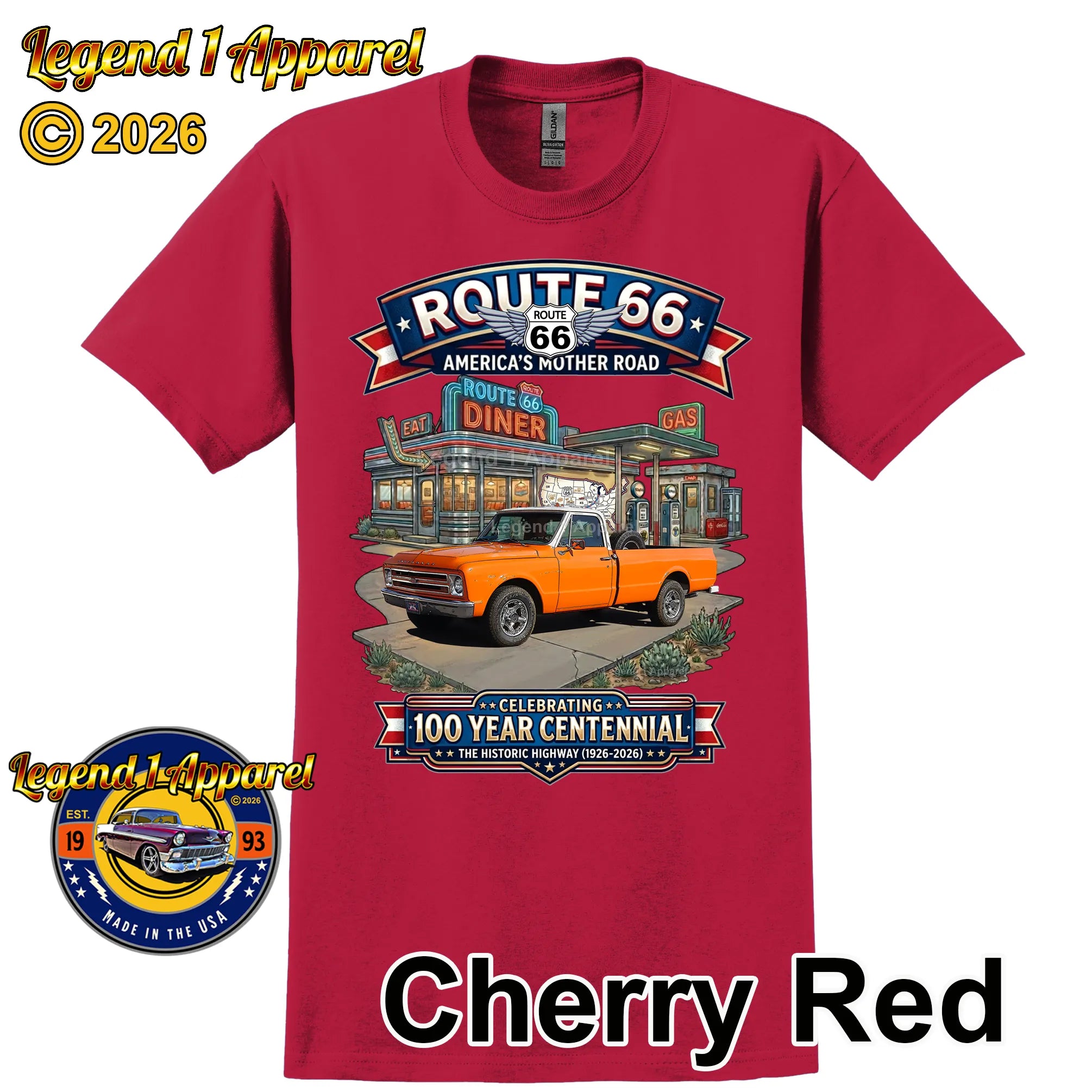 1967 Chevrolet Pick Up Classic Truck Graphic Tee – Route 66 Centennial T-Shirt