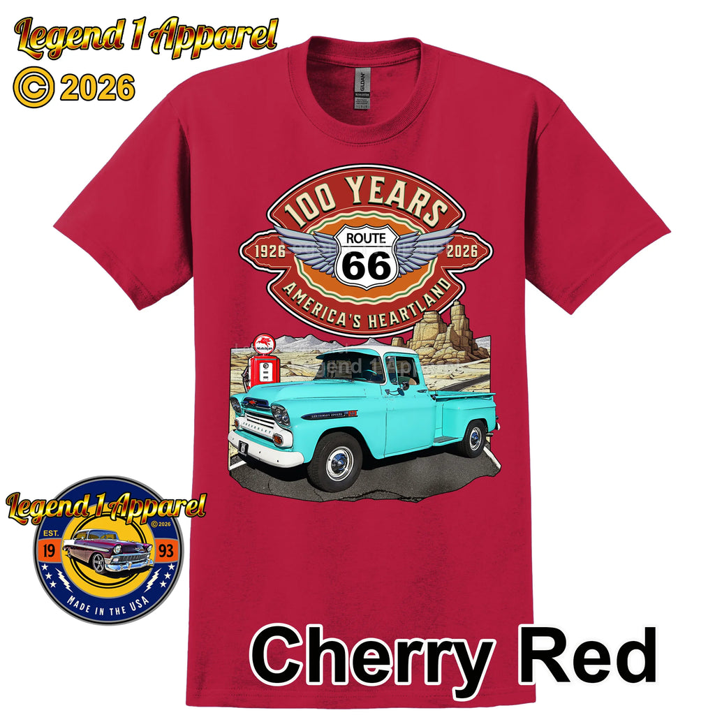1959 Chevrolet Pick up Classic Truck Graphic Tee – Route 66 100 Years T-Shirt