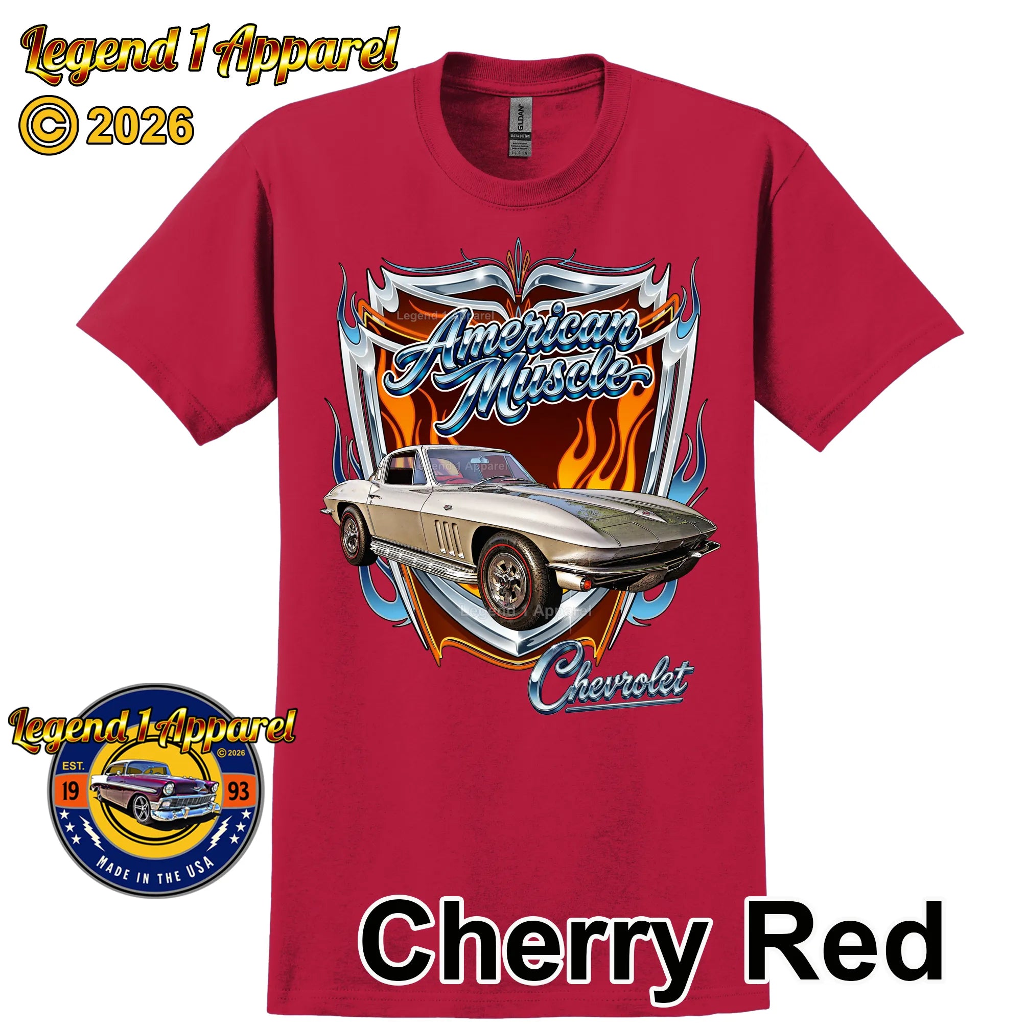 1965 Chevrolet Corvette C2 American Muscle T-Shirt – 65 Chevy Classic Car Graphic Tee