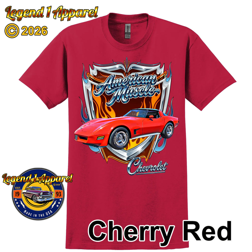1980 Chevrolet Corvette C3 American Muscle T-Shirt – 80 Chevy Classic Car Graphic Tee
