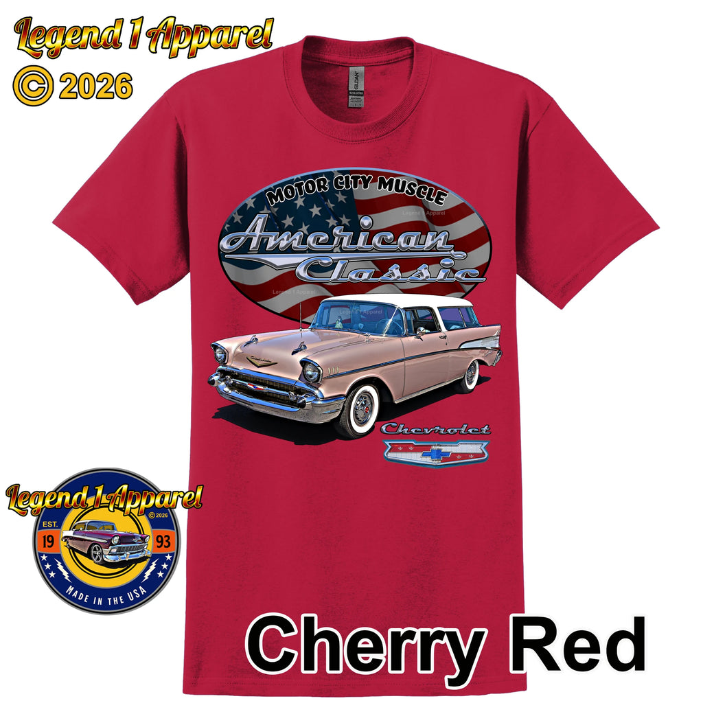 1957 Chevrolet Bel Air Nomad - American Classic Muscle Car T-shirt