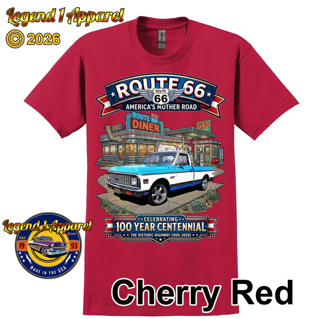 1972 Chevrolet Pick Up C10 Square Body Classic Truck Graphic Tee – Route 66 Centennial T-Shirt