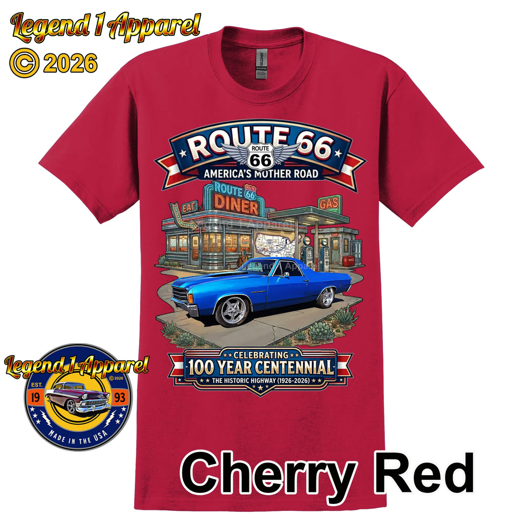1972 Chevrolet El Camino SS Classic Truck Graphic Tee – Route 66 Centennial T-Shirt