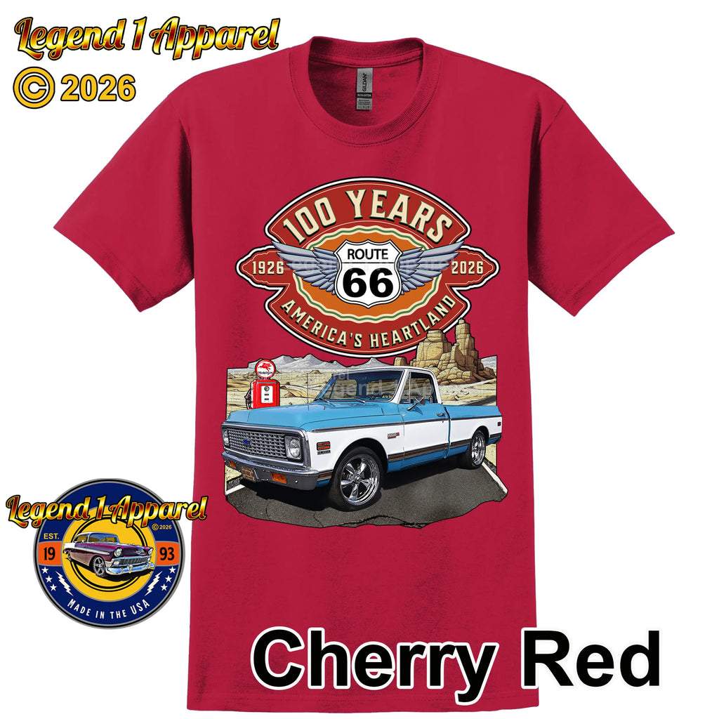 1972 Chevrolet Pick up Classic Truck Graphic Tee – Route 66 100 Years T-Shirt