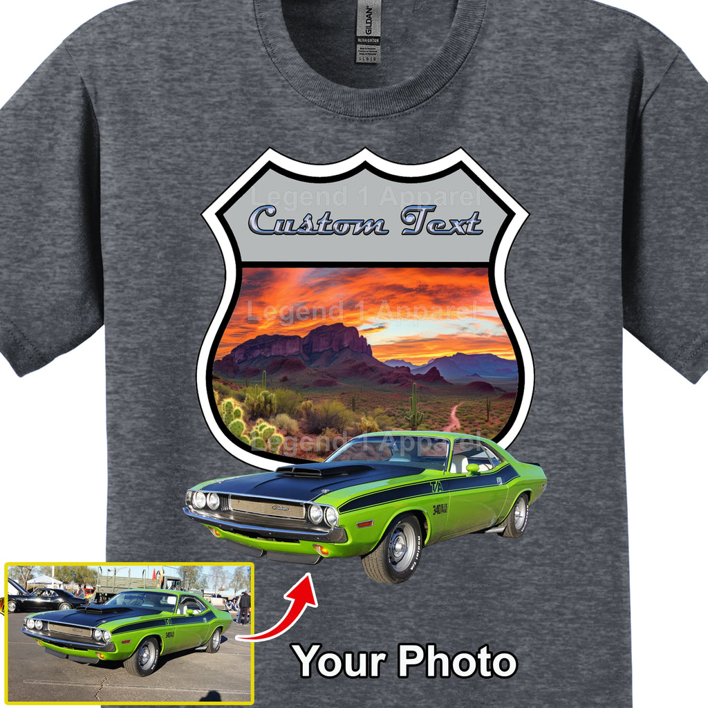 Your Classic Car or Hot Rod custom made T-shirt. Send us a picture of your car. Desert Highway Sign