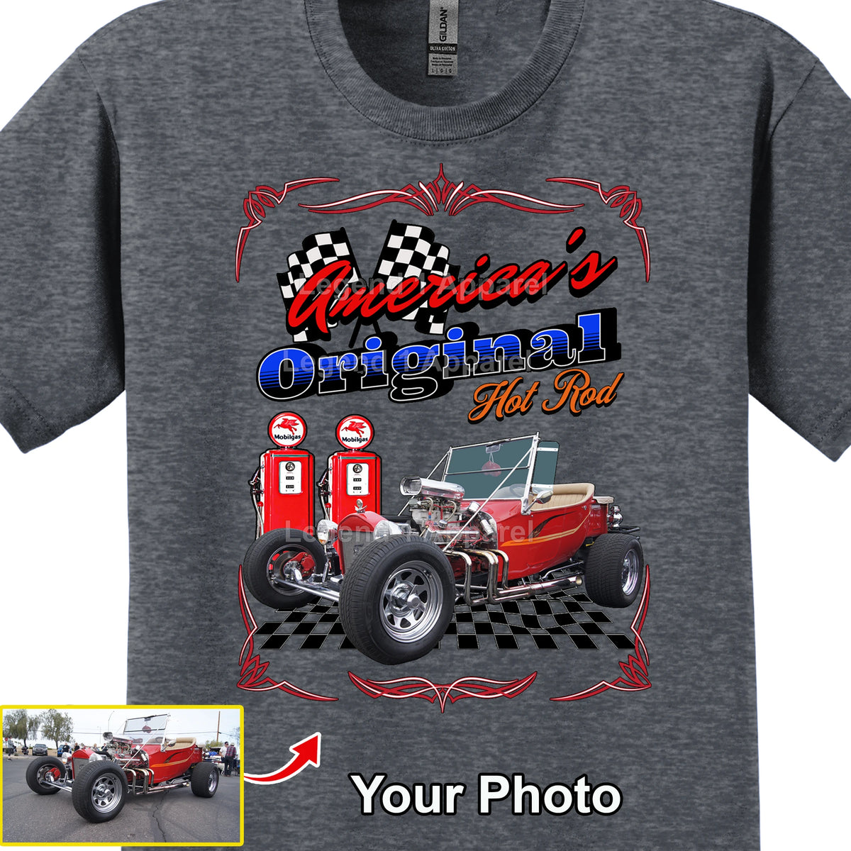 Your Classic Car or Hot Rod custom made T-shirt. Send us a picture of your car. American Original Hot Rod