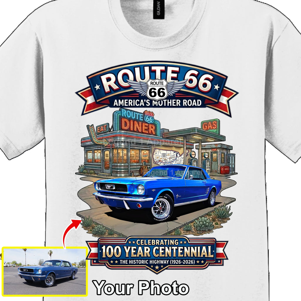Your Classic Car or Hot Rod custom made T-shirt. Send us a picture of your car. Route 66 Centennial