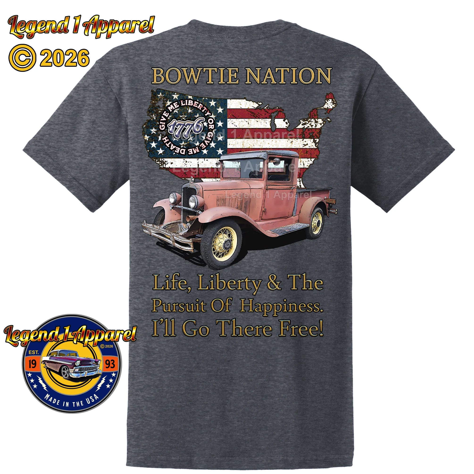 1932 Chevrolet Pick Up Truck Bowtie Nation T-Shirt – 32 Chevy Classic Truck Graphic Tee