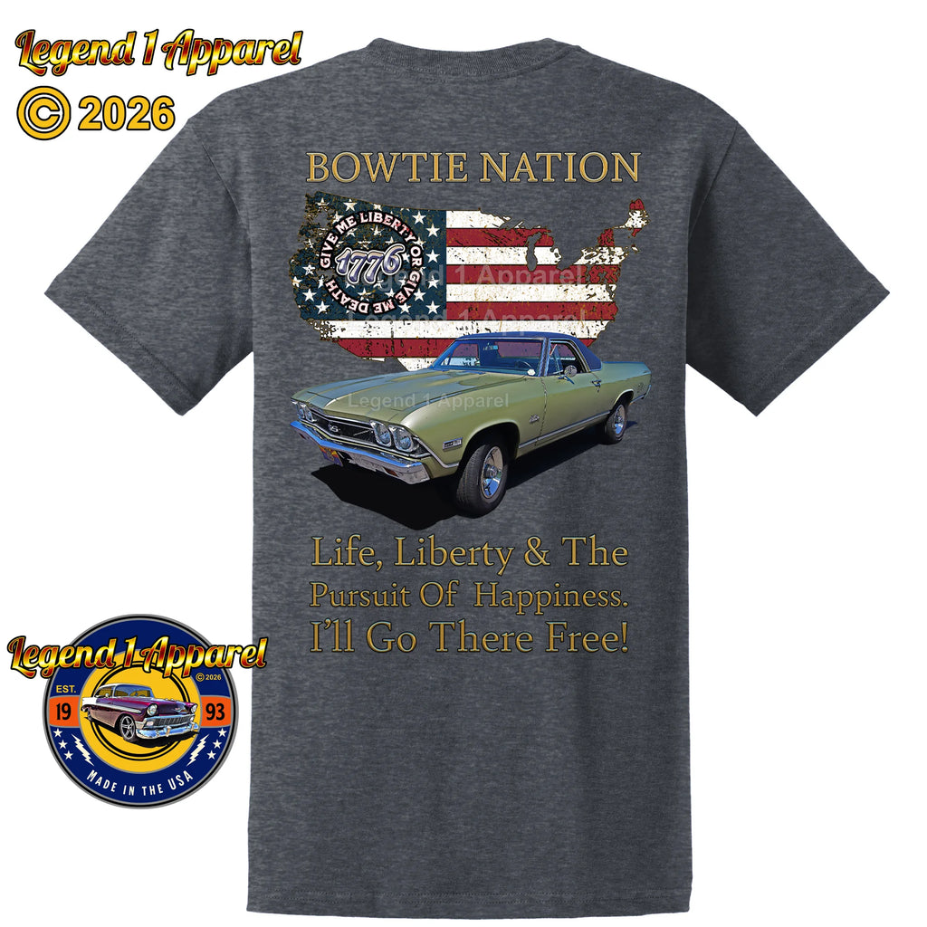 1969 Chevrolet El Camino Bowtie Nation T-Shirt – 69 Chevy Classic Truck Graphic Tee