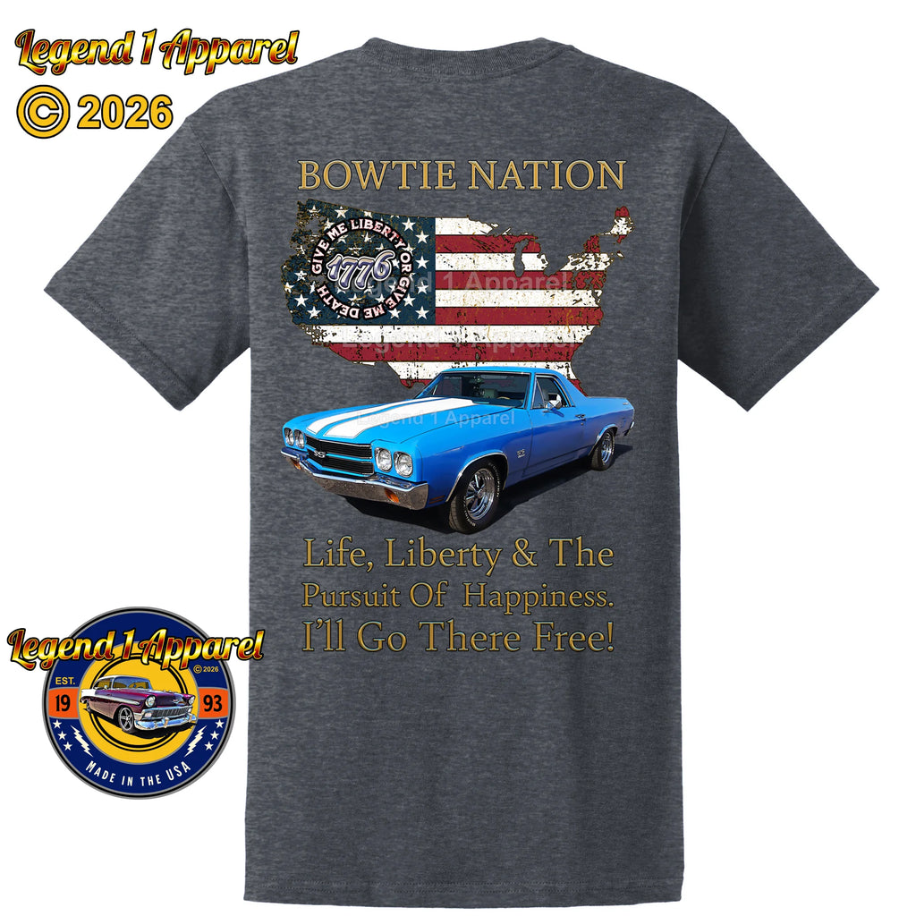 1970 Chevrolet El Camino SS Bowtie Nation T-Shirt – 70 Chevy Classic Truck Graphic Tee
