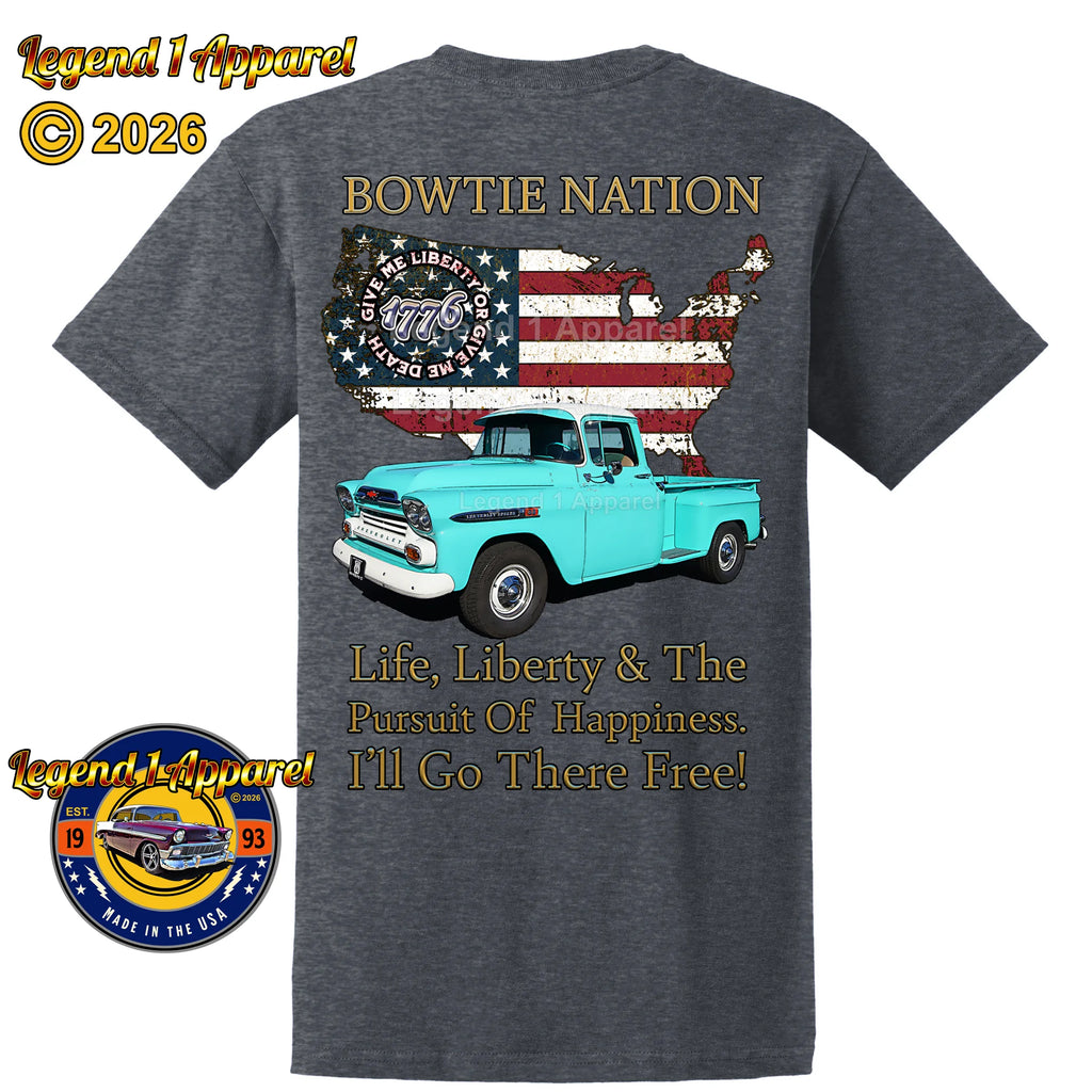 1959 Chevrolet Pick Up Truck Bowtie Nation T-Shirt – 59 Chevy Classic Truck Graphic Tee