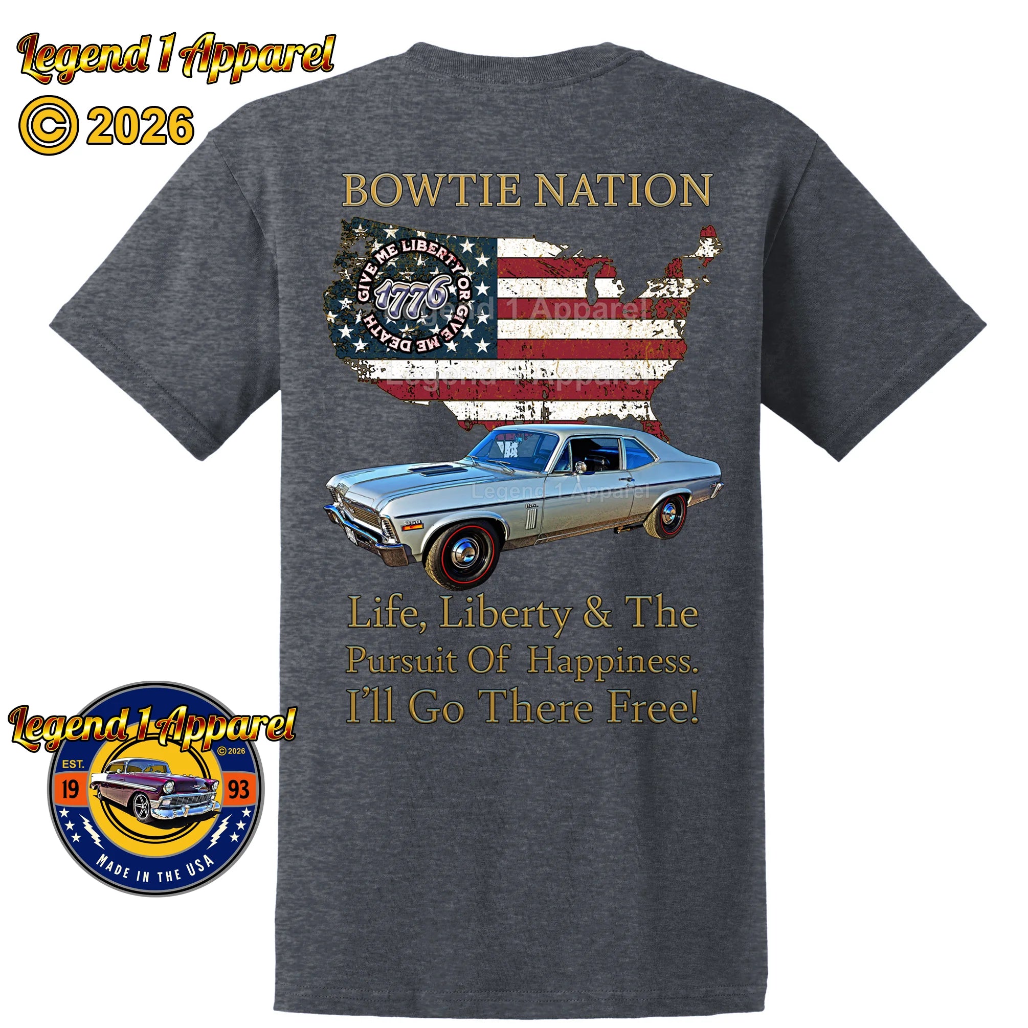 1970 Chevrolet Nova SS Bowtie Nation T-Shirt – 70 Chevy Classic Car Graphic Tee