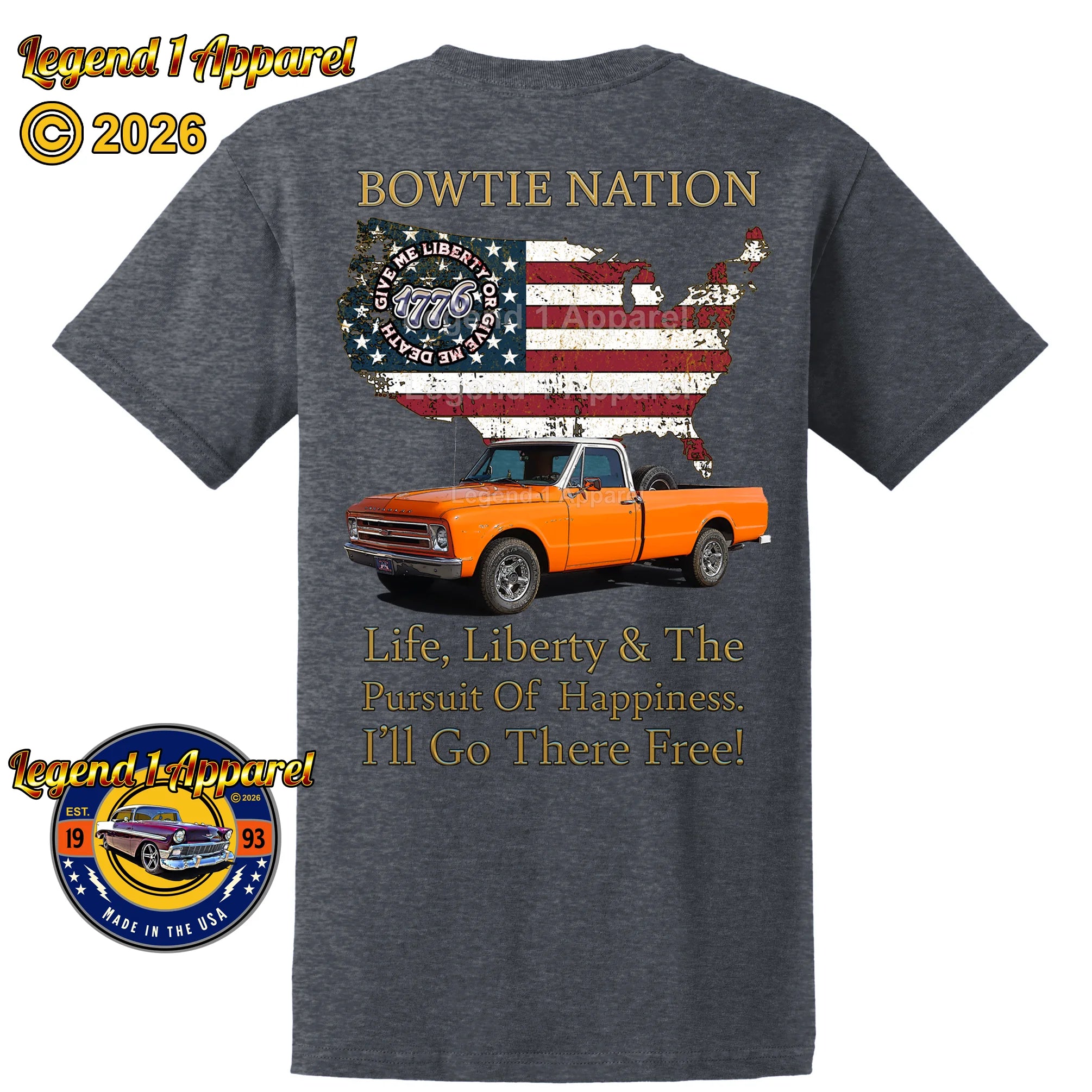 1967 Chevrolet Pick Up Truck Bowtie Nation T-Shirt – 67 Chevy Classic Truck Graphic Tee (Copy)