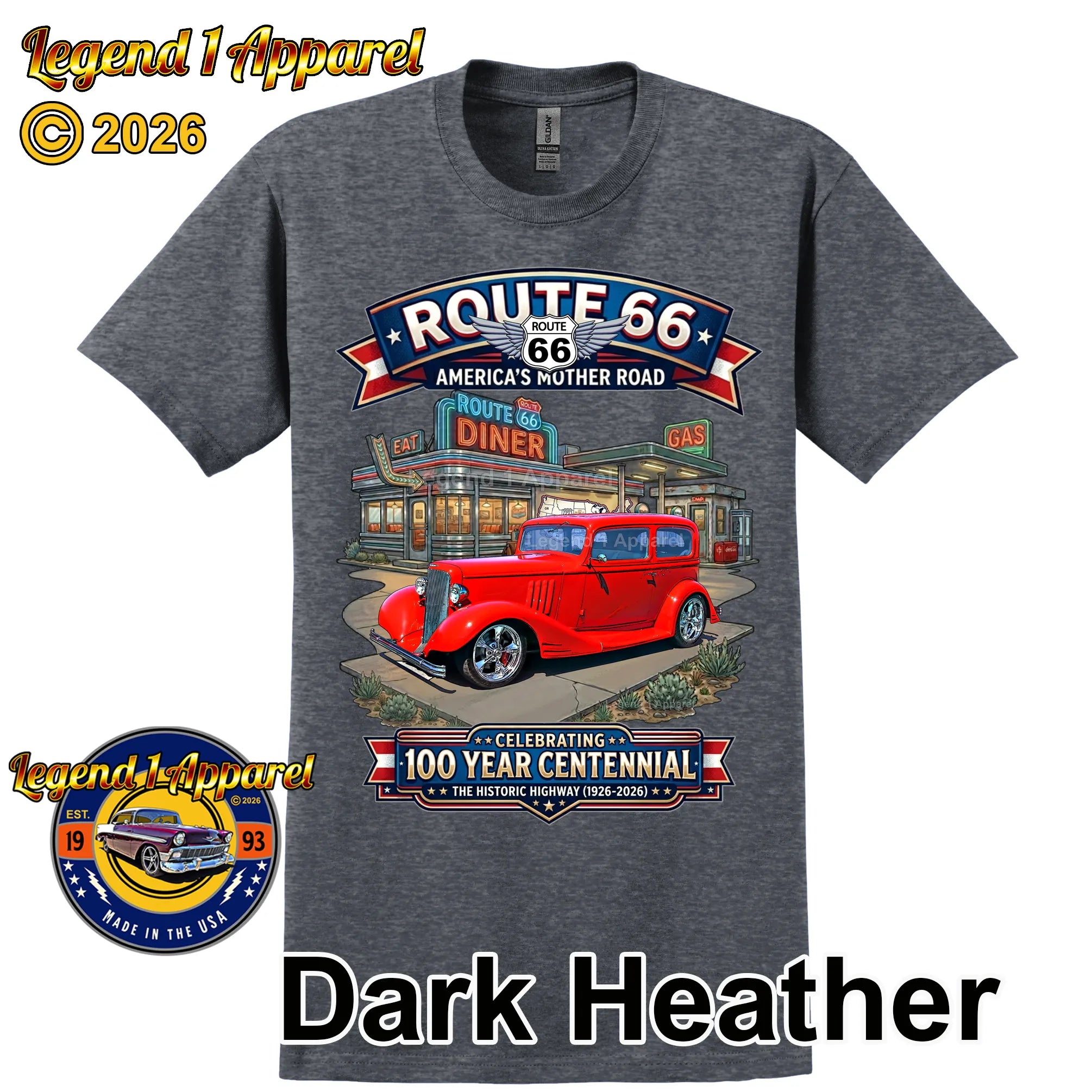 1933 Pontiac Coupe 5 Window Classic Car Graphic Tee – Route 66 Centennial T-Shirt (Copy)