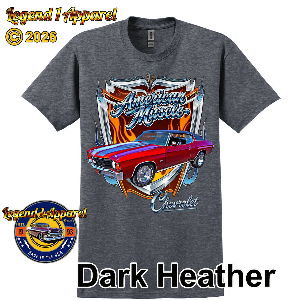1972 Chevrolet Chevelle SS American Muscle T-Shirt – 72 Chevy Classic Car Graphic Tee