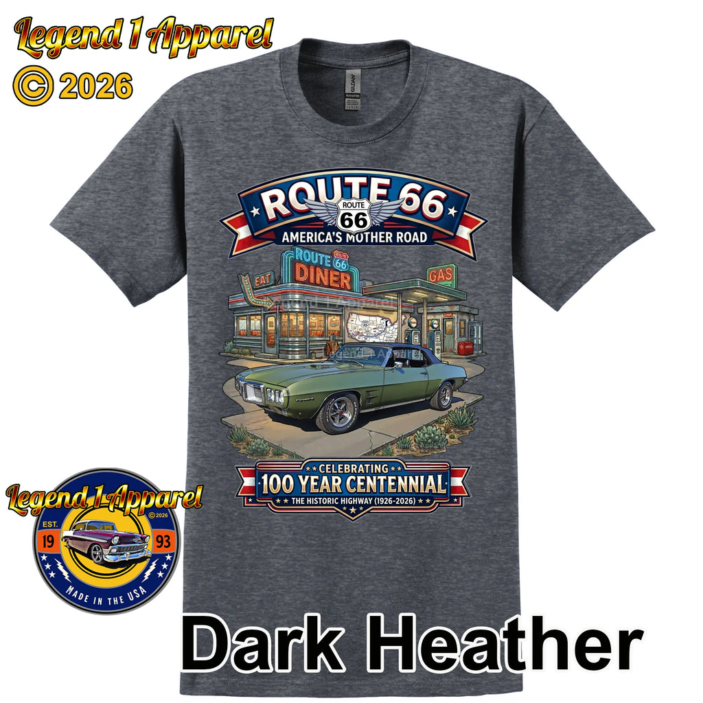 1969 Pontiac Firebird Classic Car Graphic Tee – Route 66 Centennial T-Shirt