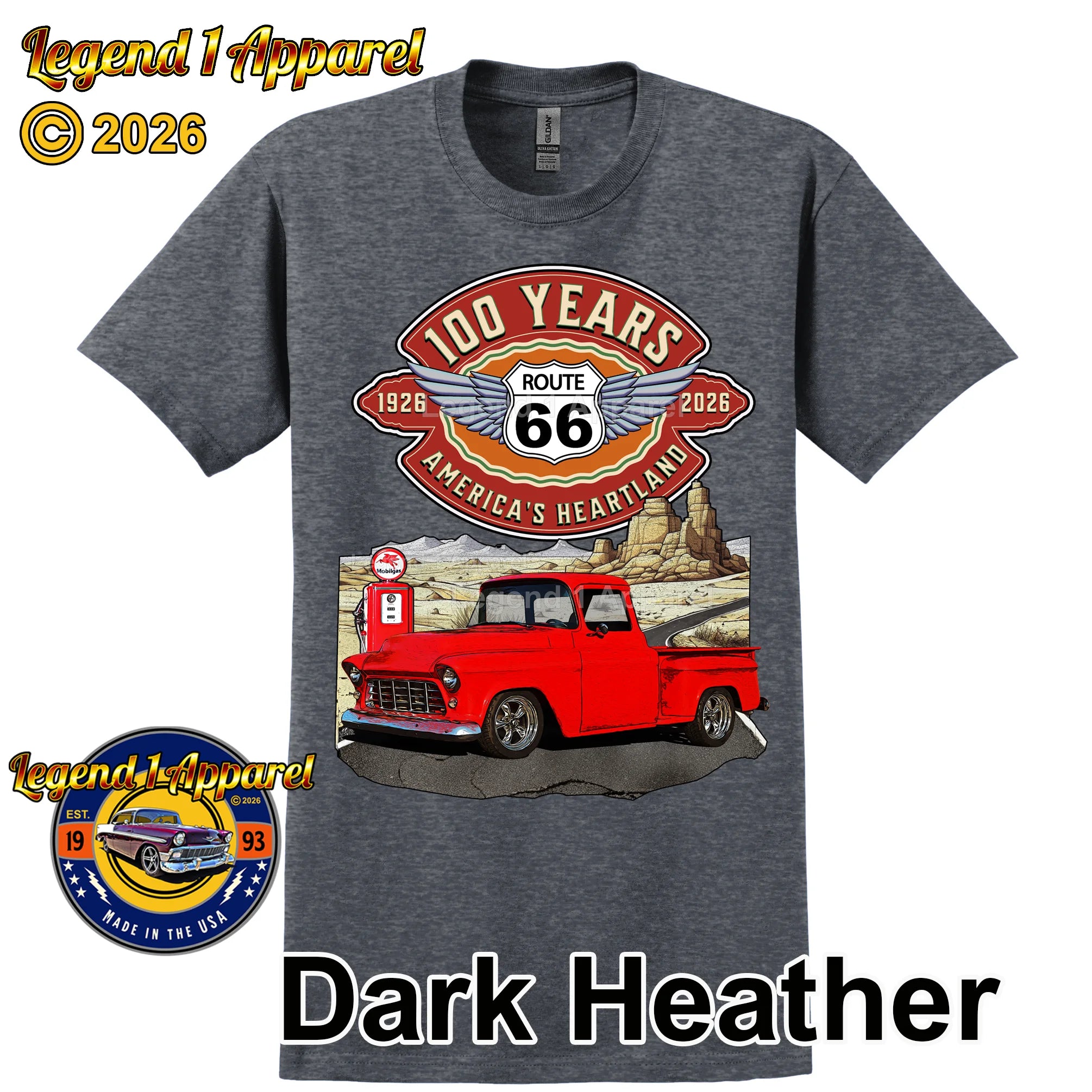 1956 Chevrolet Pick up Classic Truck Graphic Tee – Route 66 100 Years T-Shirt