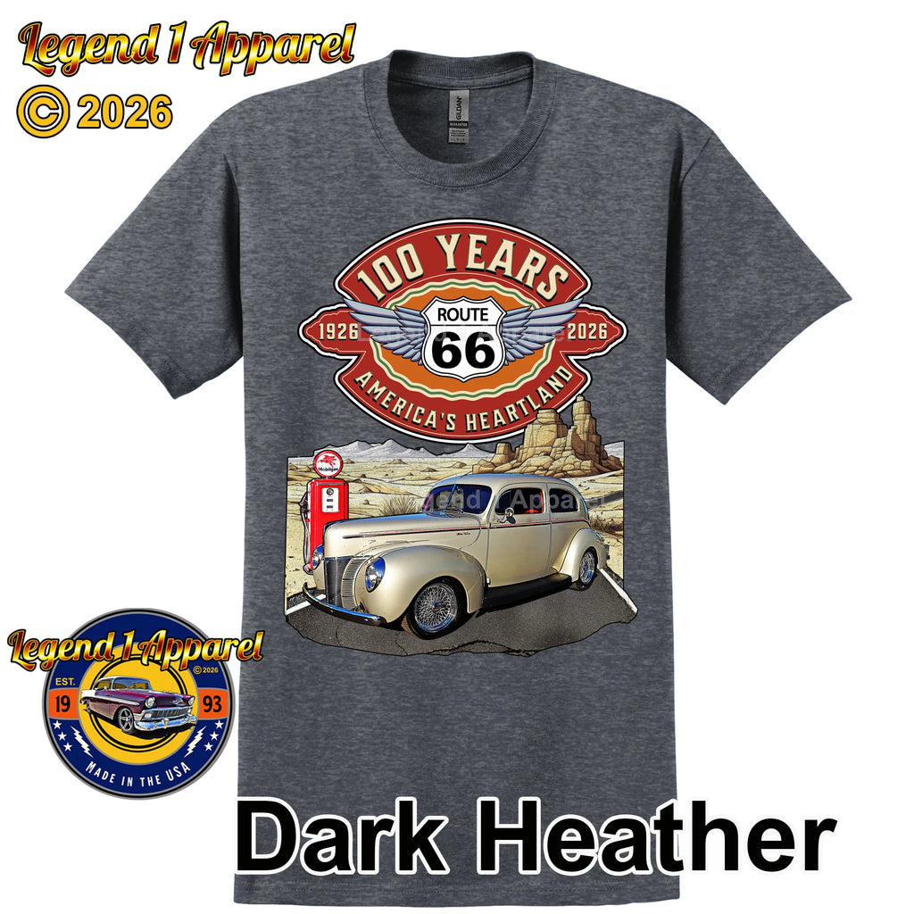 1940 Ford Coupe Classic Car Graphic Tee – Route 66 100 Years T-Shirt