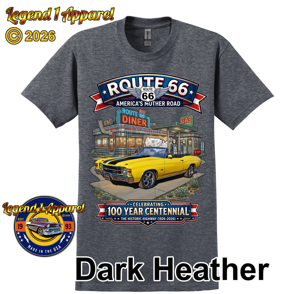 1971 Chevrolet Chevelle SS Classic Car Graphic Tee – Route 66 Centennial T-Shirt