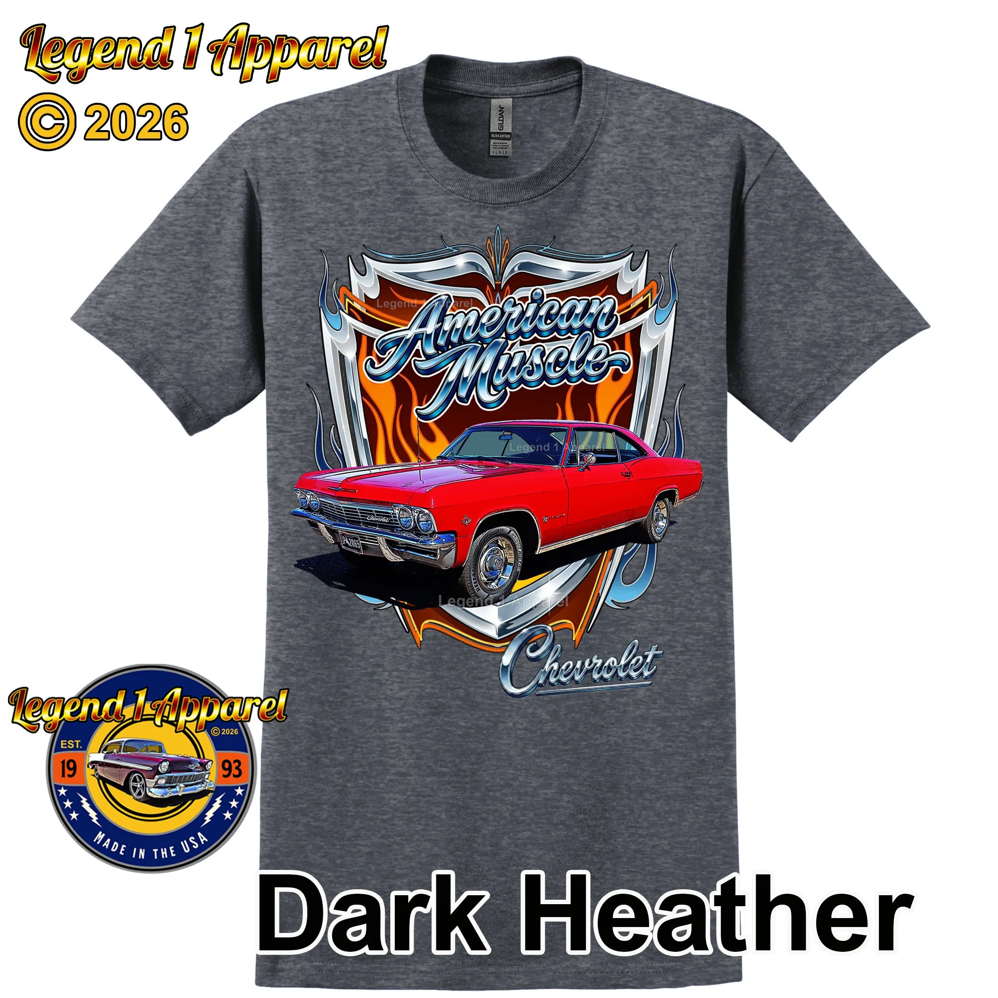 1965 Chevrolet Impala SS American Muscle T-Shirt – 65 Chevy Classic Car Graphic Tee