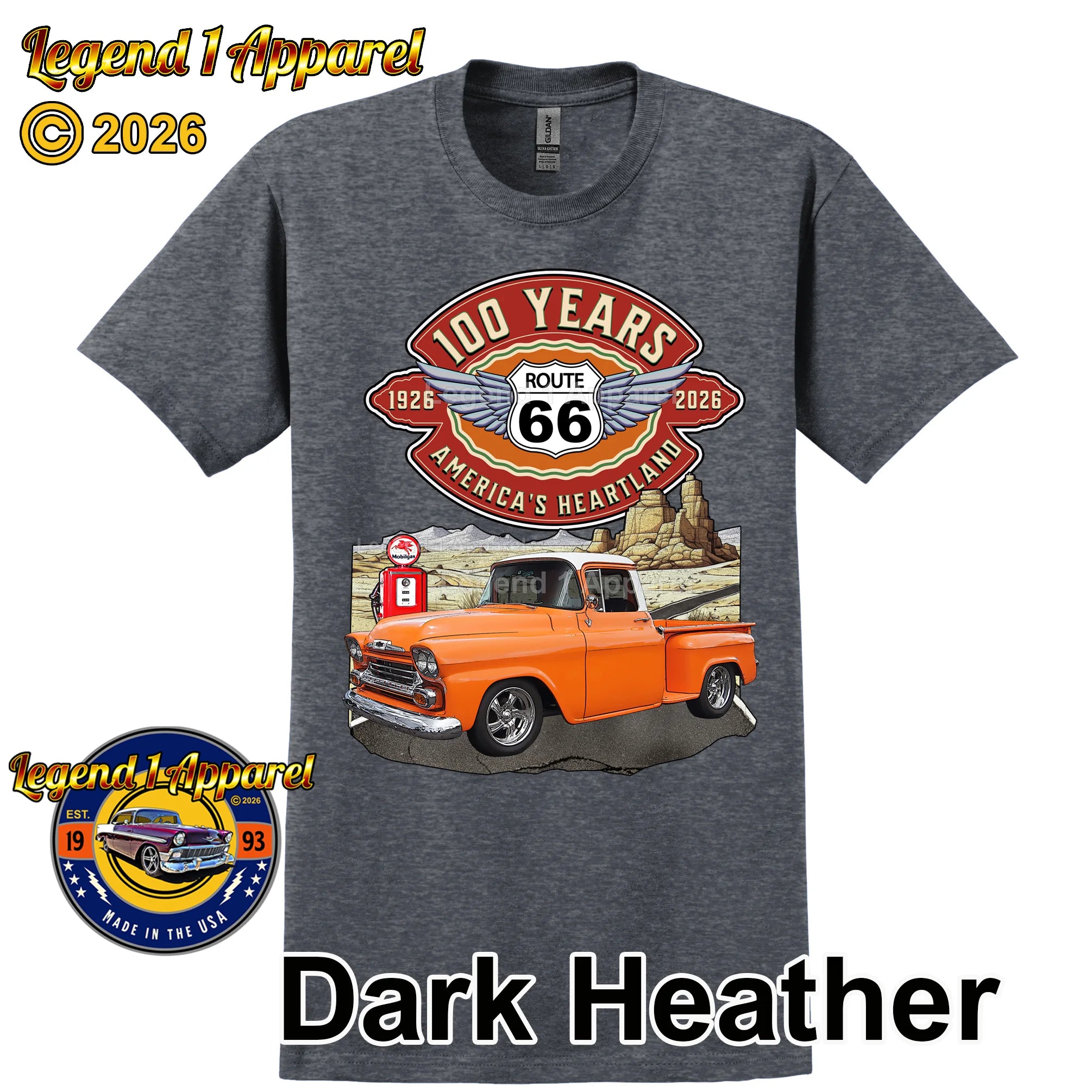 1958 Chevrolet Pick up Classic Truck Graphic Tee – Route 66 100 Years T-Shirt