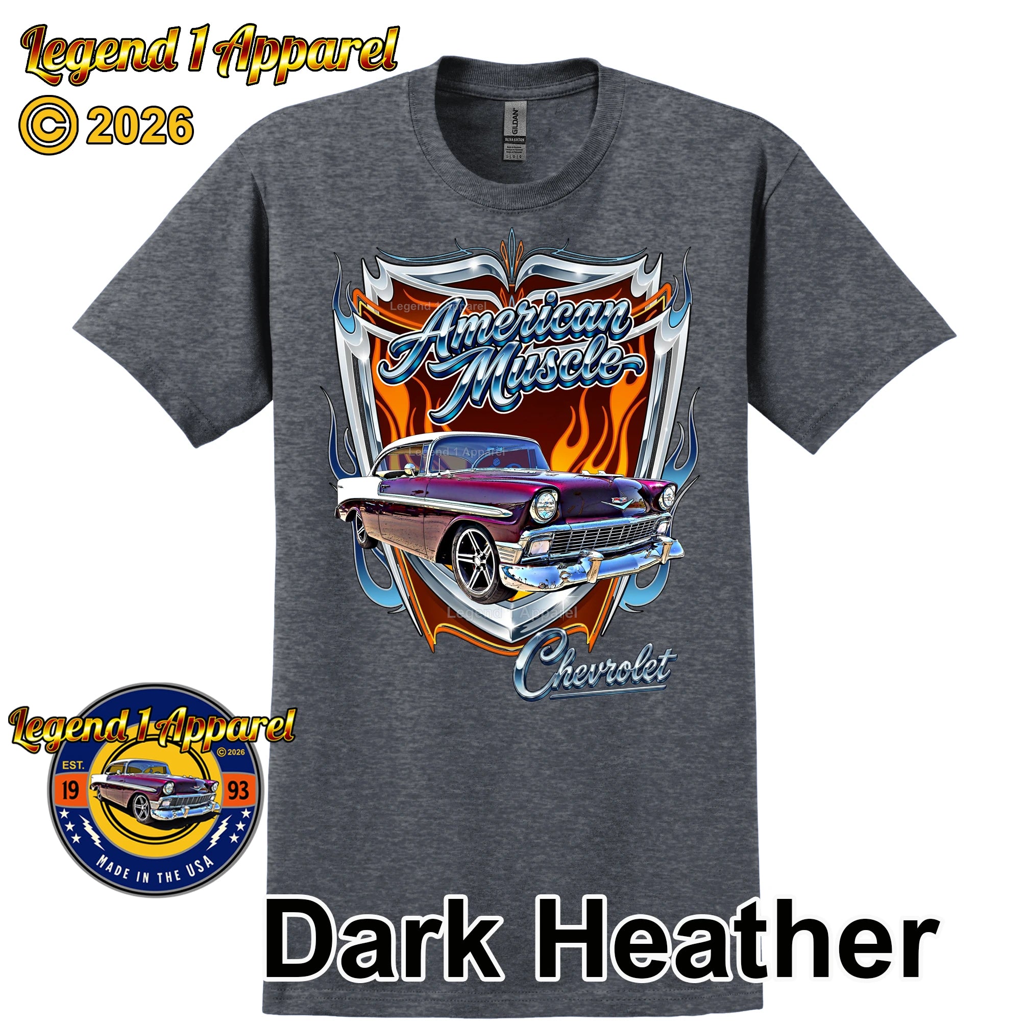 1956 Chevy Bel Air American Muscle T-Shirt –56 Chevrolet Bel Air Classic Car Graphic Tee