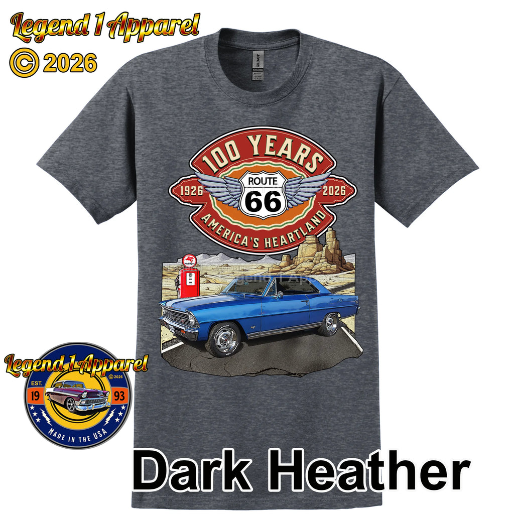 1967 Chevrolet Nova SS Classic Car Graphic Tee – Route 66 100 Years T-Shirt