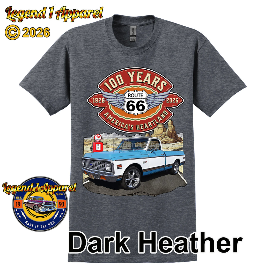 1972 Chevrolet Pick up Classic Truck Graphic Tee – Route 66 100 Years T-Shirt