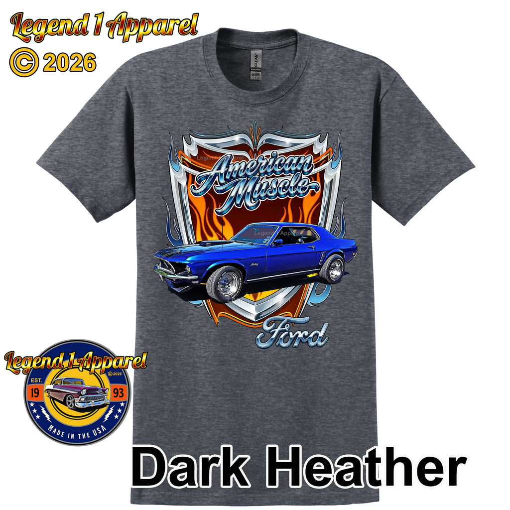 1969 Ford Mustang Classic Car Graphic Tee – American Muscle T-Shirt