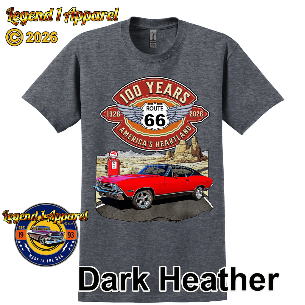 1968 Chevrolet Chevelle SS Classic Car Graphic Tee – Route 66 100 Years T-Shirt