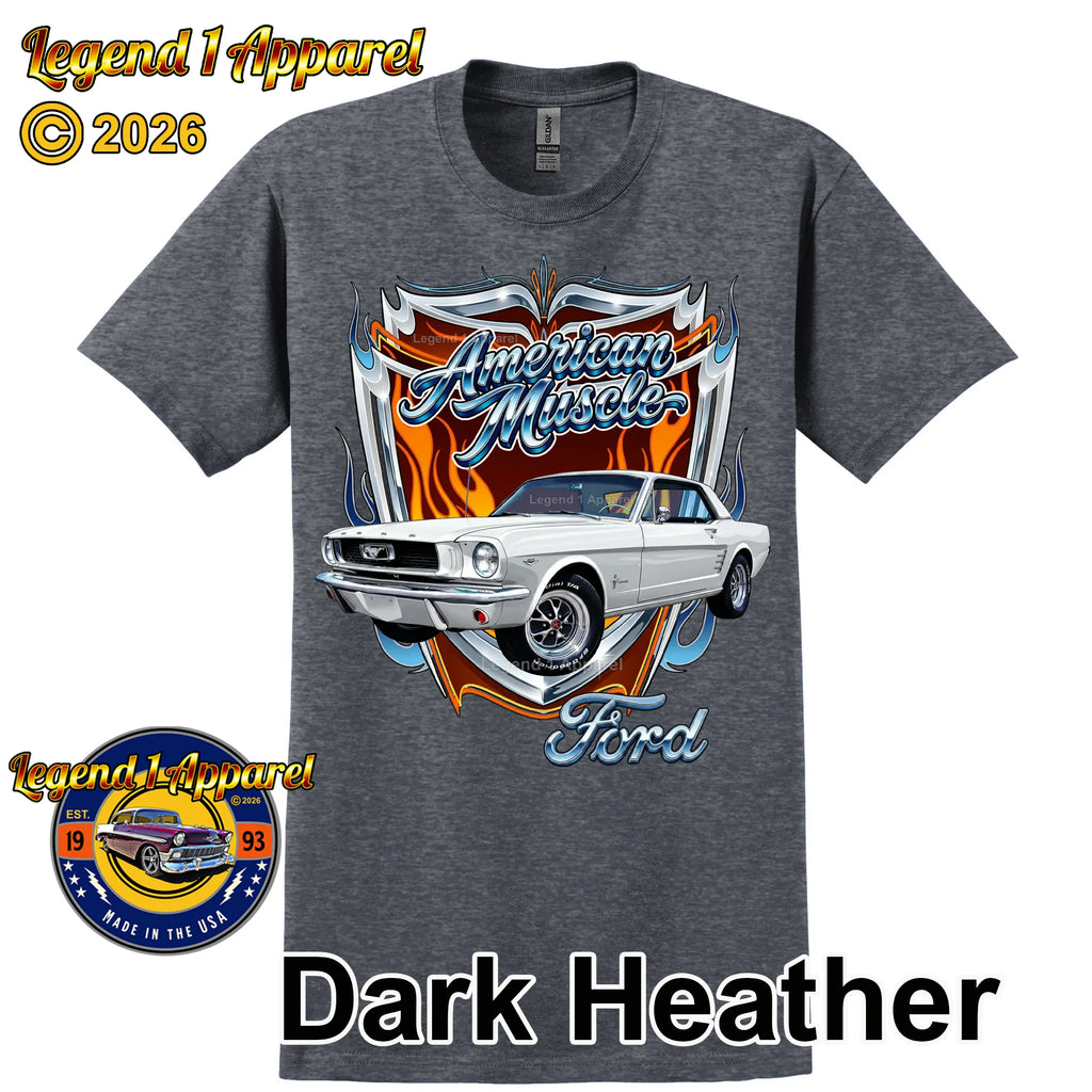 1966 Ford Mustang Hardtop Car Graphic Tee – American Muscle T-Shirt