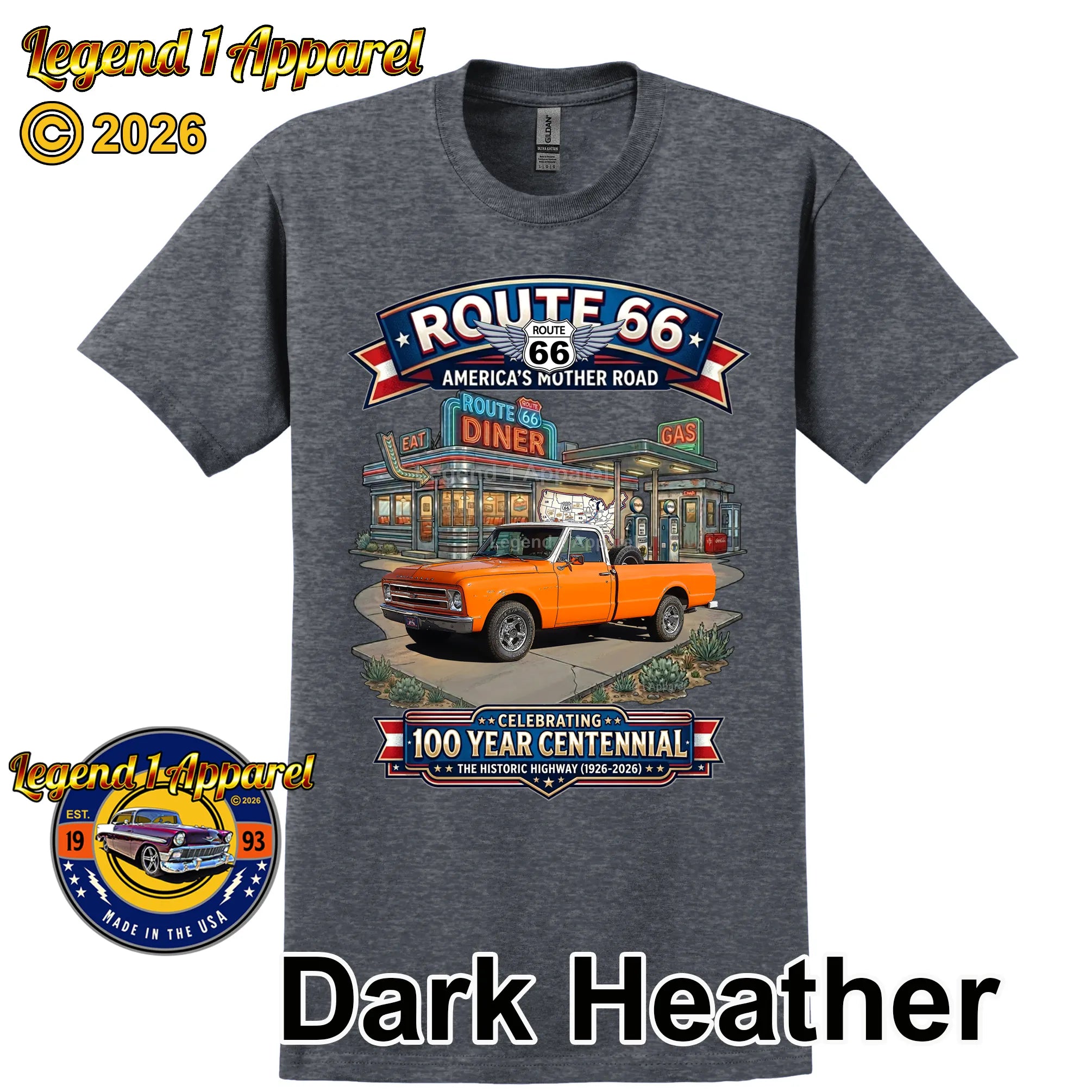 1967 Chevrolet Pick Up Classic Truck Graphic Tee – Route 66 Centennial T-Shirt