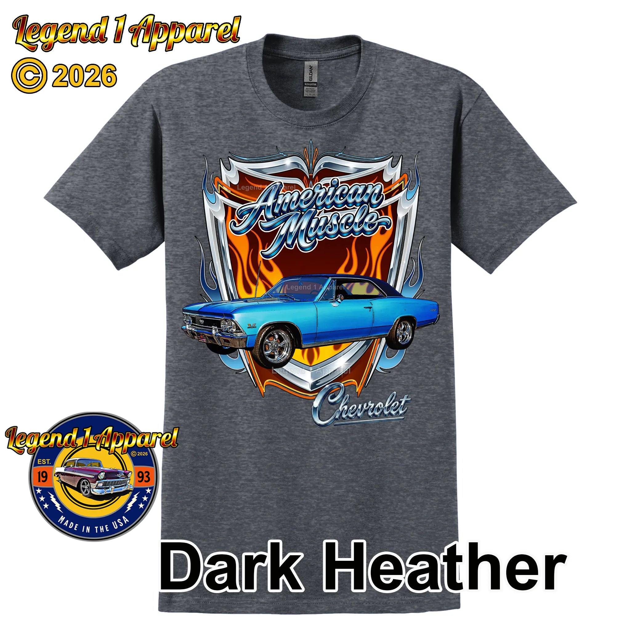 1966 Chevrolet Chevelle SS American Muscle T-Shirt – 66 Chevy Classic Car Graphic Tee