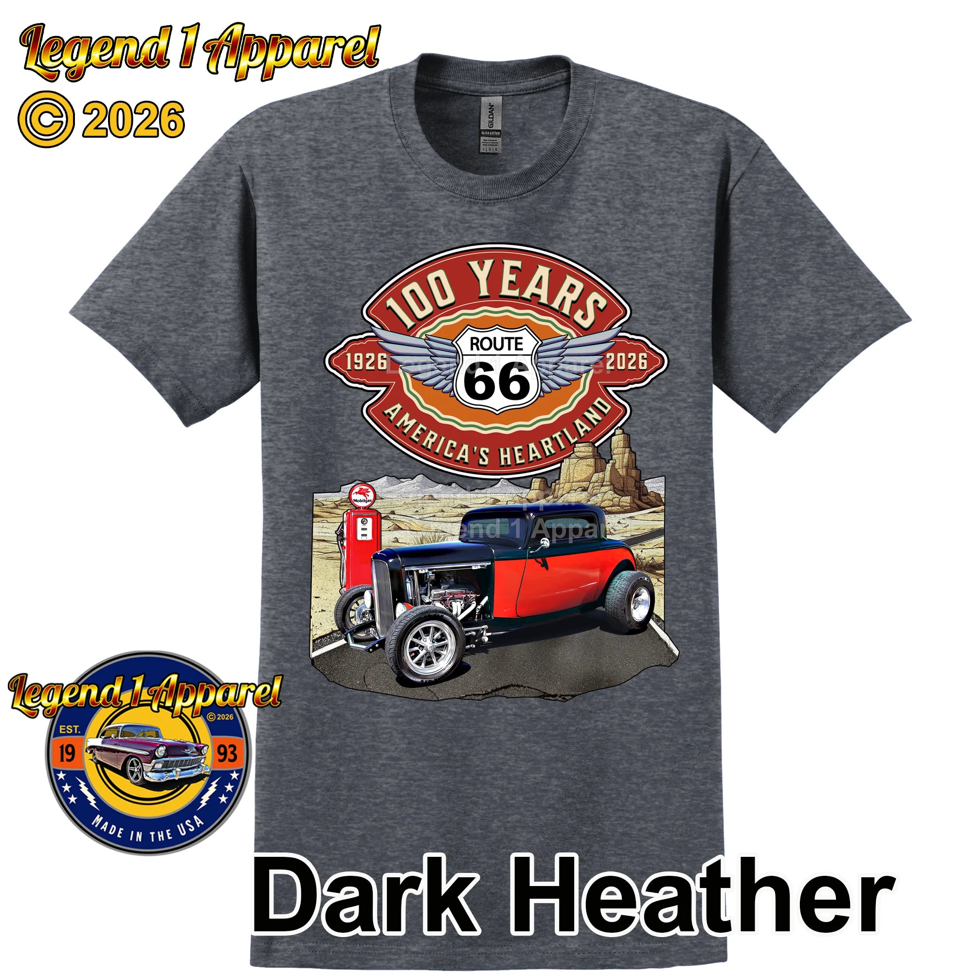 1932 Ford Coupe Classic Car Graphic Tee – Route 66 100 Years T-Shirt