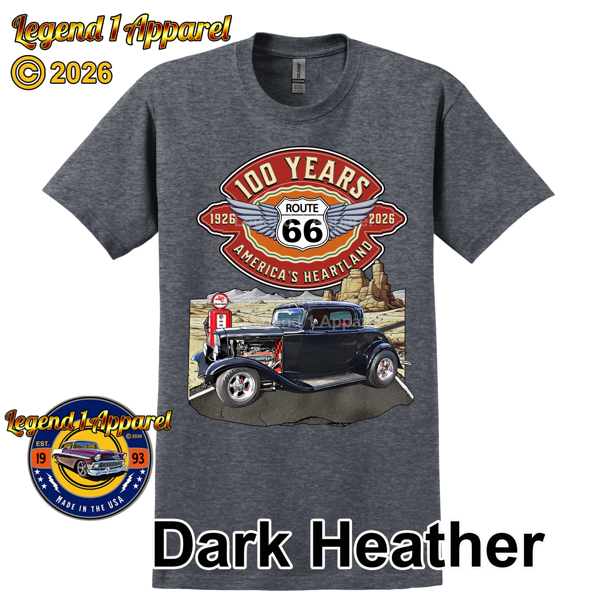 1932 Ford Coupe Classic Car Graphic Tee – Route 66 100 Years T-Shirt