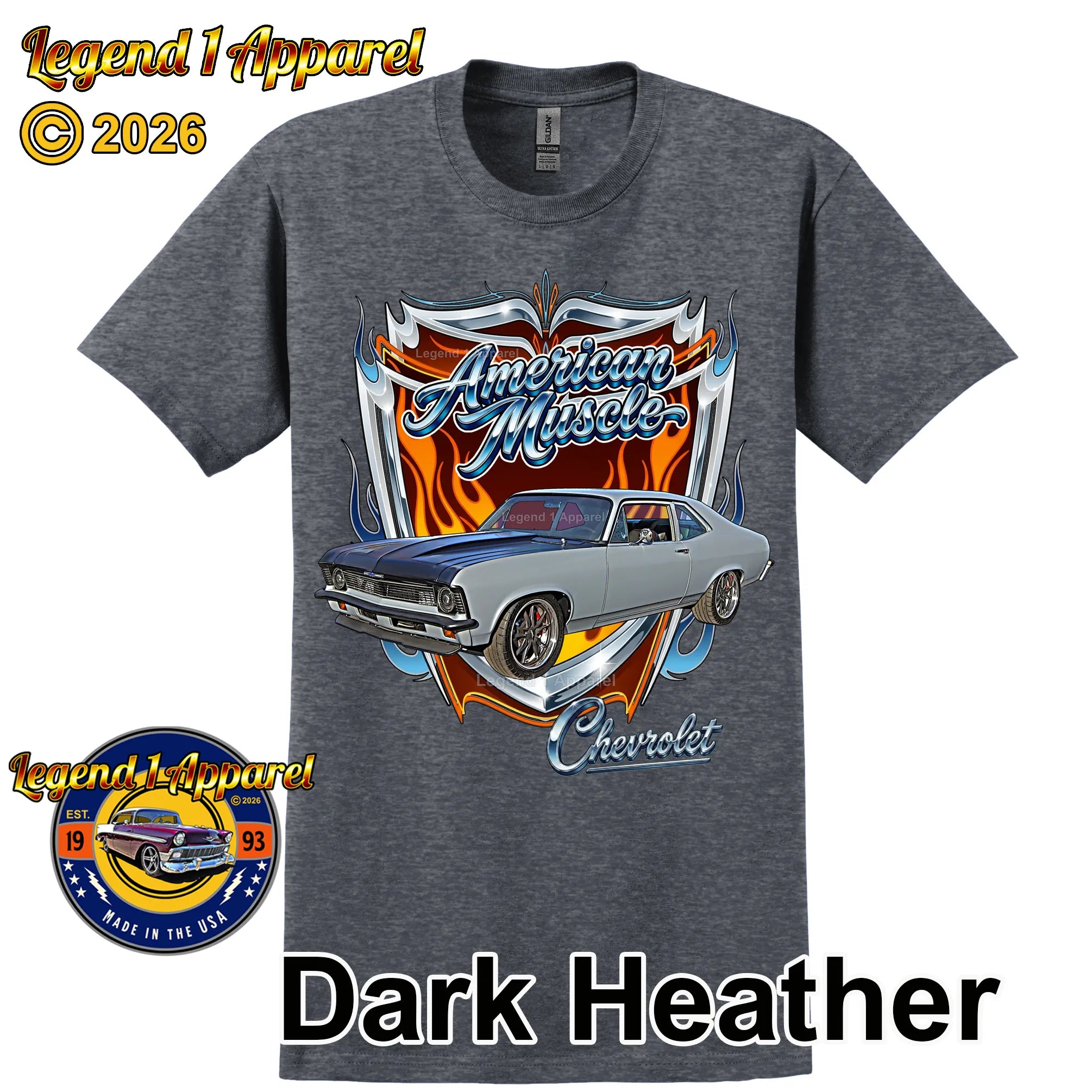 1972 Chevrolet Nova SS American Muscle T-Shirt – 72 Chevy Classic Car Graphic Tee