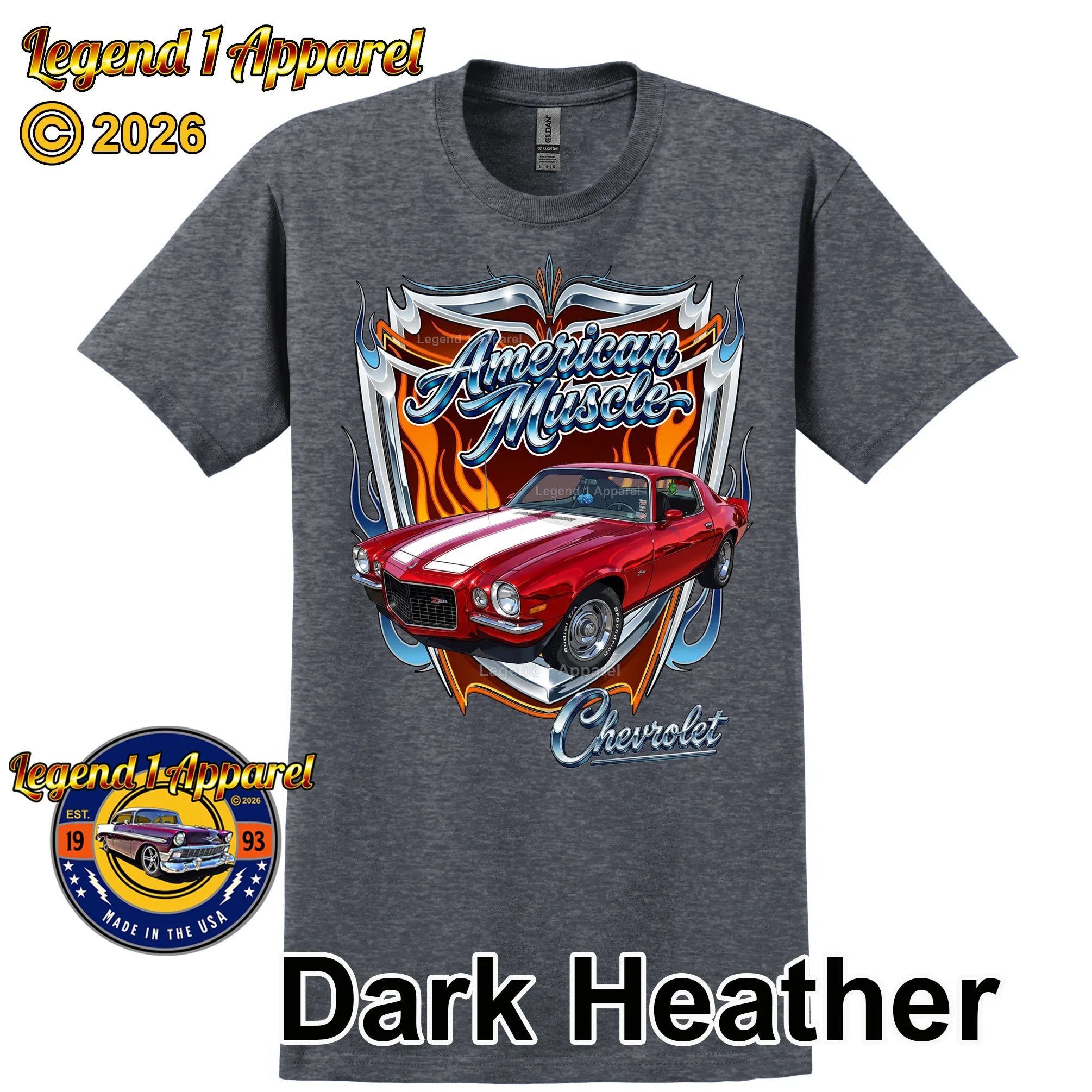 1970 Chevrolet Camaro American Muscle T-Shirt – 70 Chevy Classic Car Graphic Tee