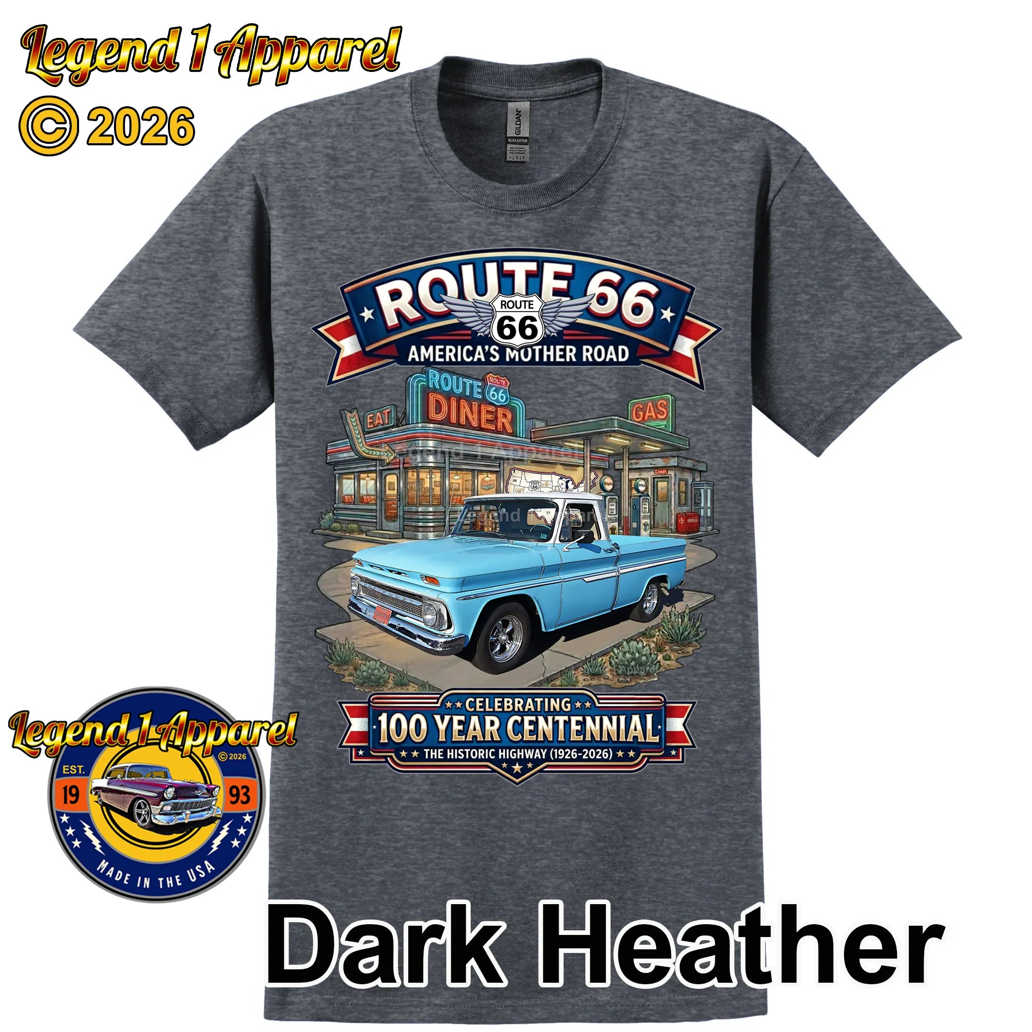 1964 Chevrolet Pick Up Classic Truck Graphic Tee – Route 66 Centennial T-Shirt