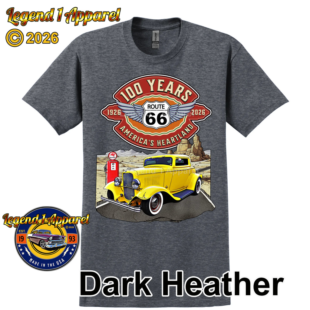 1932 Ford Coupe Classic Car Graphic Tee – Route 66 100 Years T-Shirt