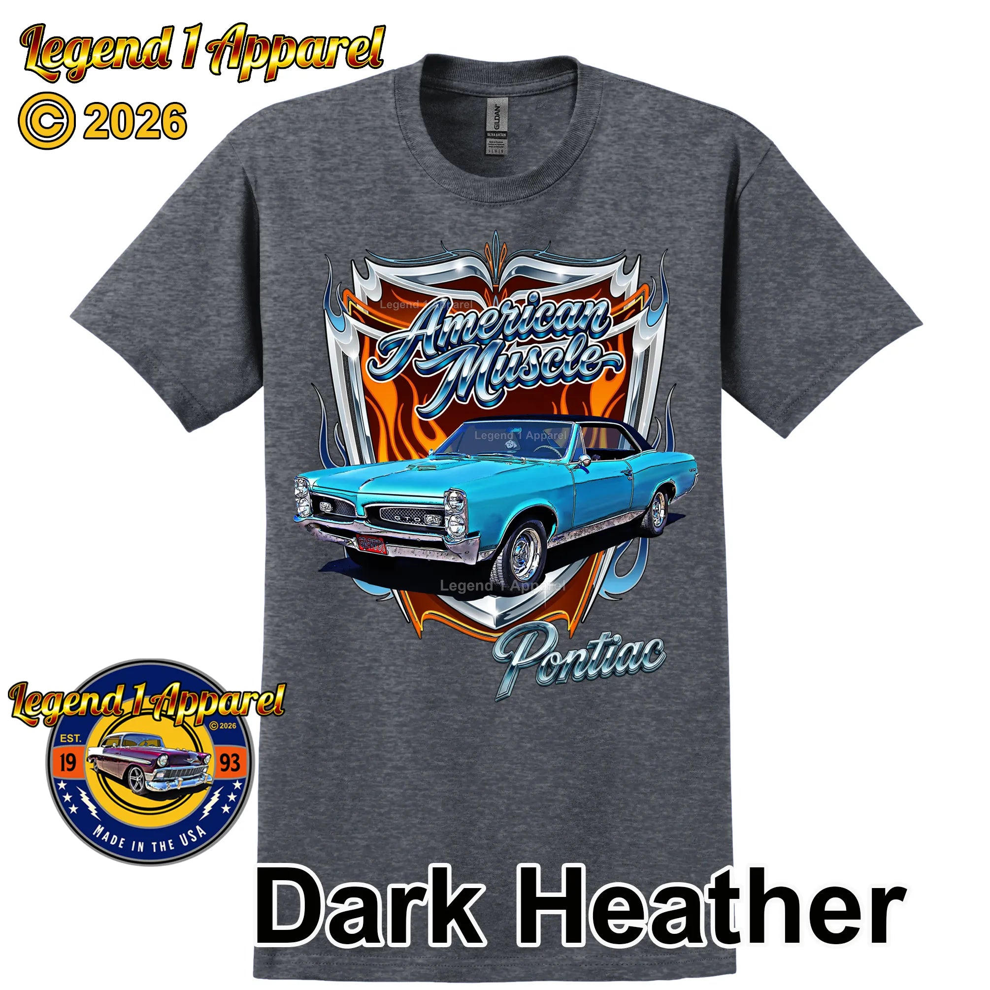1967 Pontiac GTO American Muscle T-Shirt – 67 GTO Classic Car Graphic Tee