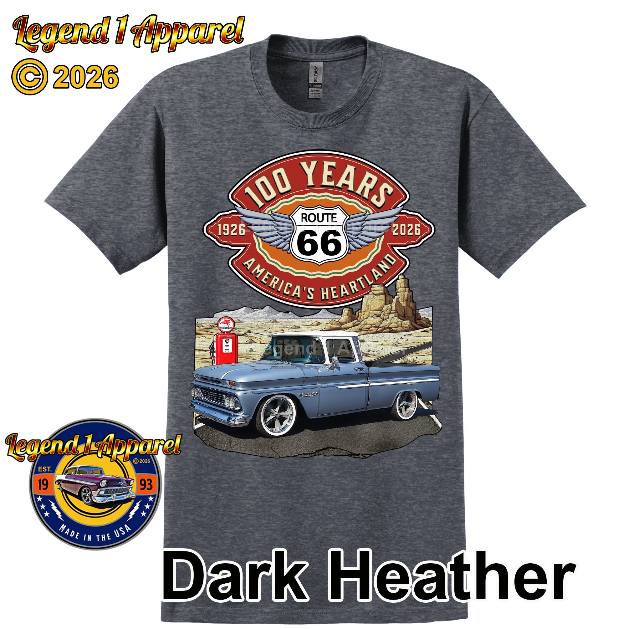 1960 Chevrolet Pick up Classic Truck Graphic Tee – Route 66 100 Years T-Shirt