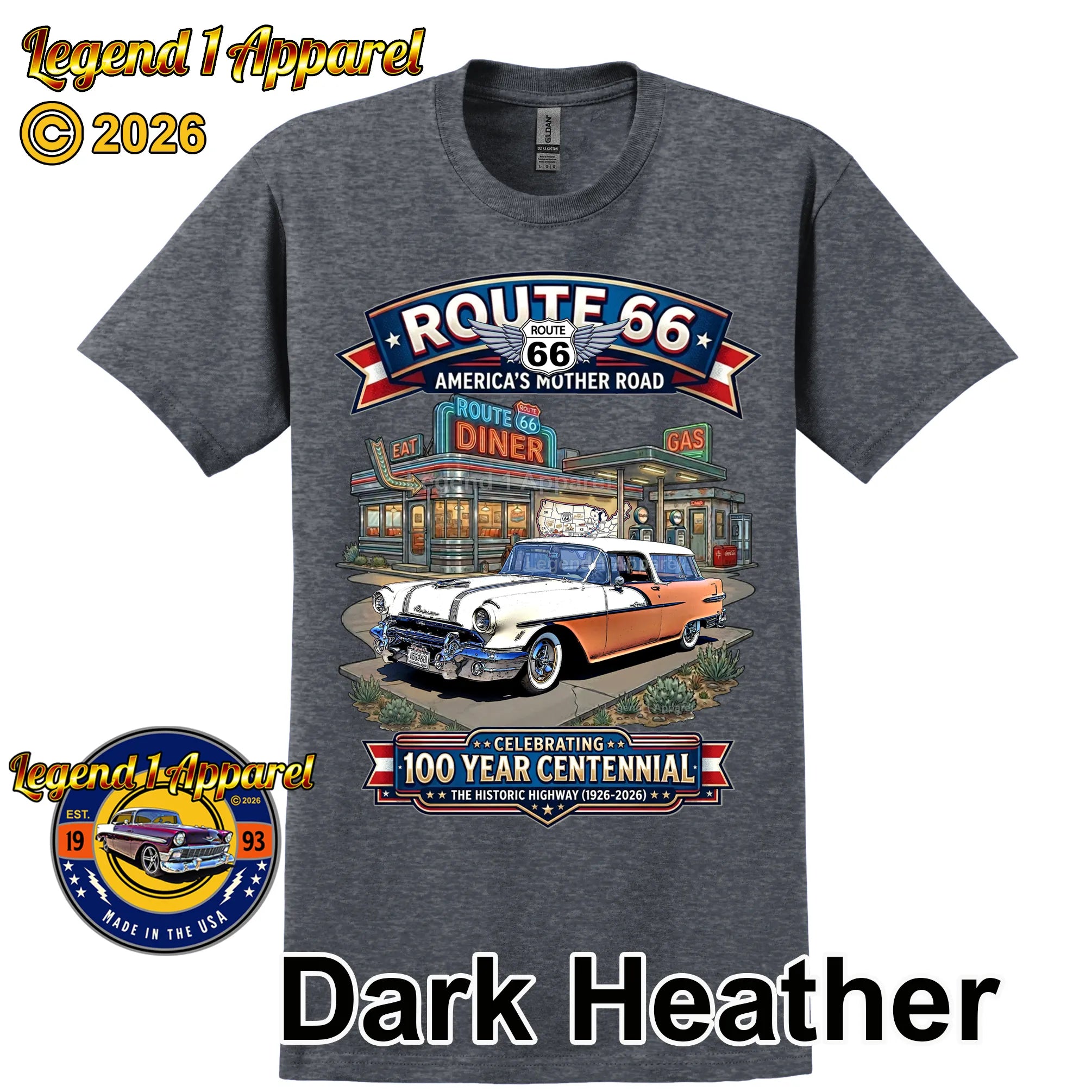 1956 Pontiac Safari Star Chief Station Wagon Classic Car Graphic Tee – Route 66 Centennial T-Shirt
