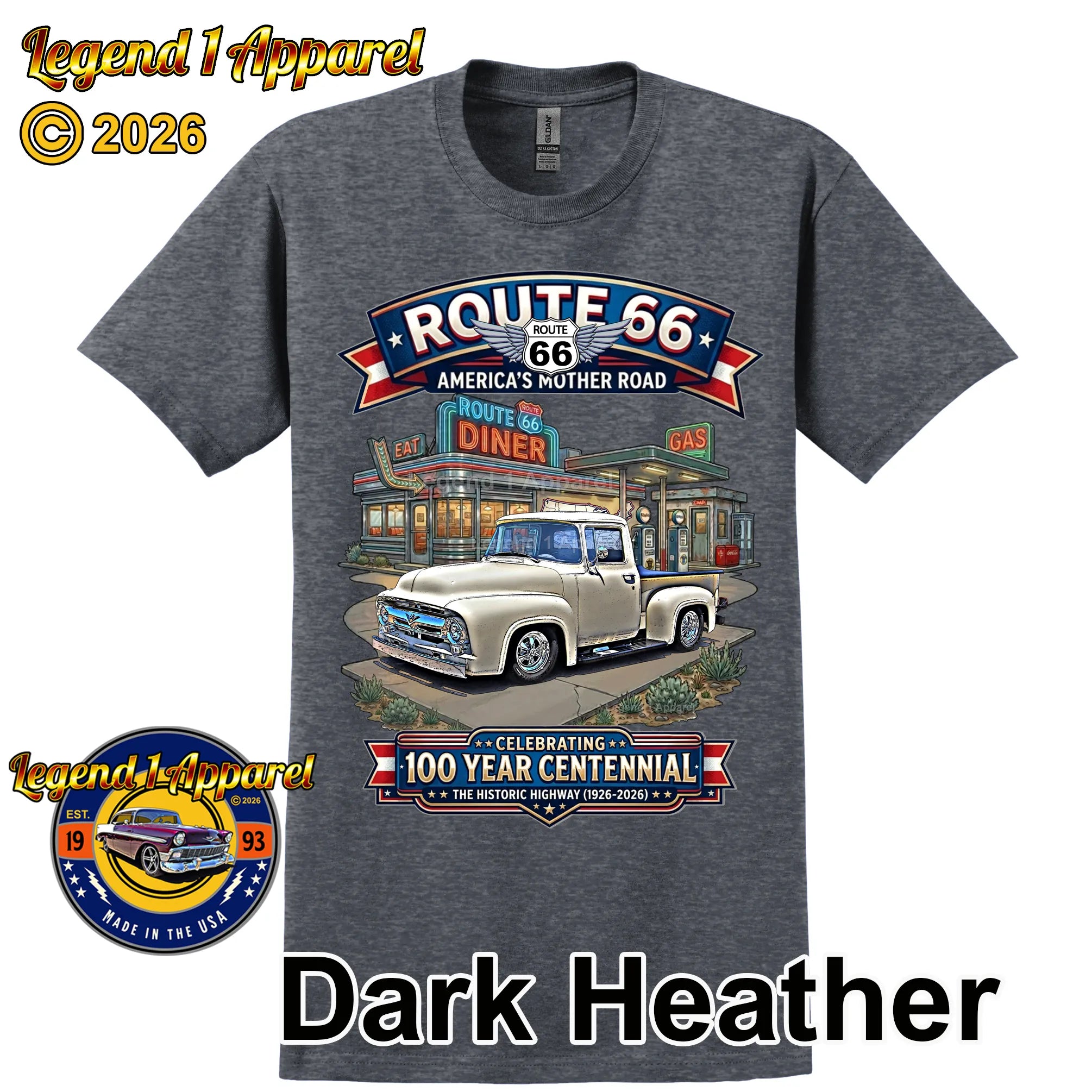 1956 Ford F100 Pick up Classic Truck Graphic Tee – Route 66 Centennial T-Shirt